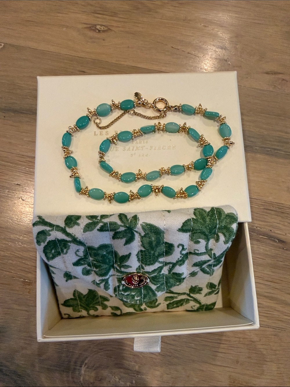 Sezane Milo Beaded Necklace in Turquoise & Gold - Picture 3 of 4